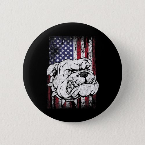 Bulldog American Flag Dog  Button