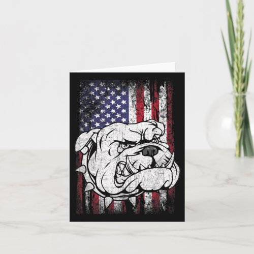 Bulldog American Flag Dog  Card