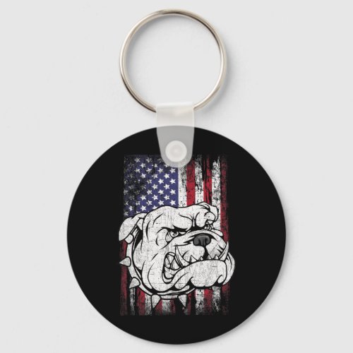 Bulldog American Flag Dog  Keychain