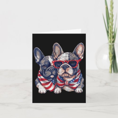 Bulldog American Flag Patriotic 4th Of July French Card