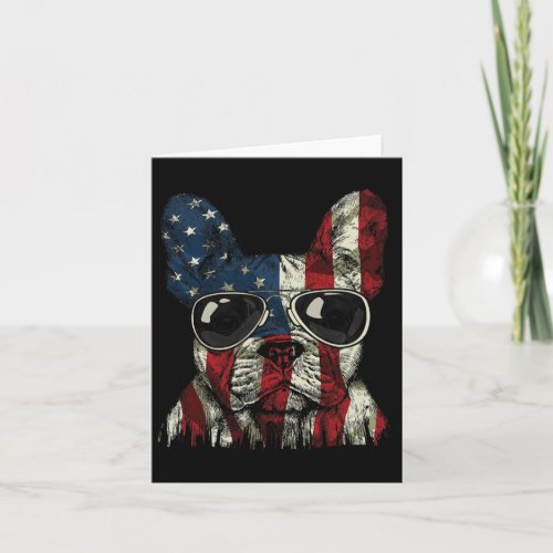 Bulldog American Usa Flag 4th Of July Frenchie  Card