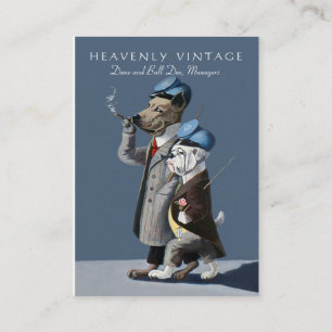 Bulldog and Great Dane - Funny Vintage Business Card