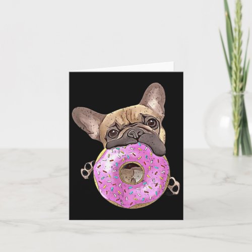 Bulldog And Pink Donut  Card