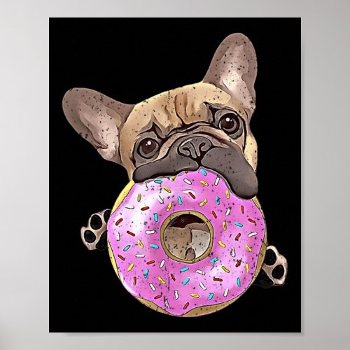 Bulldog And Pink Donut  Poster