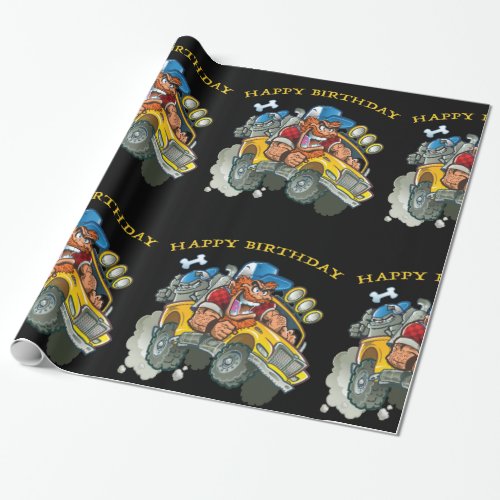 Bulldog and Redneck Monster Truck Wrapping Paper