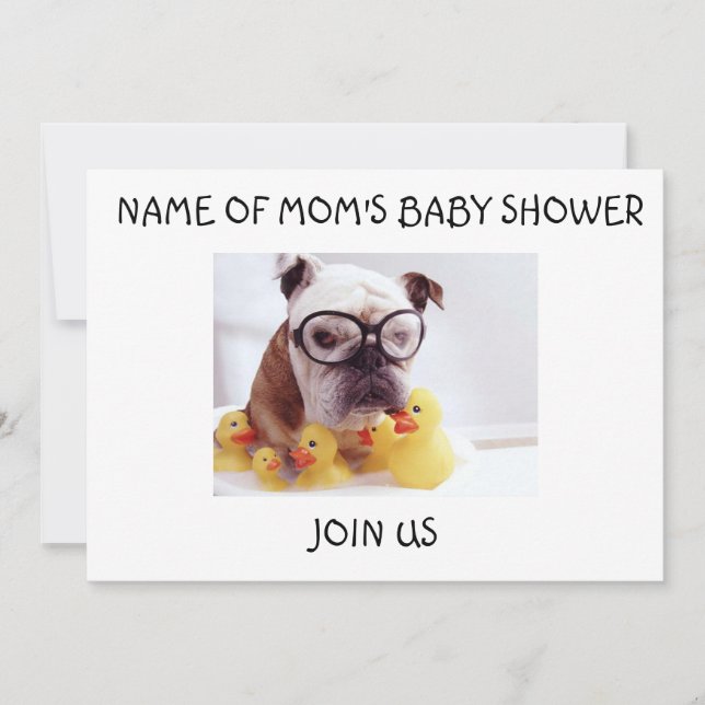 BULLDOG AND RUBBER DUCKIES BABY SHOWER INVITATION (Front)