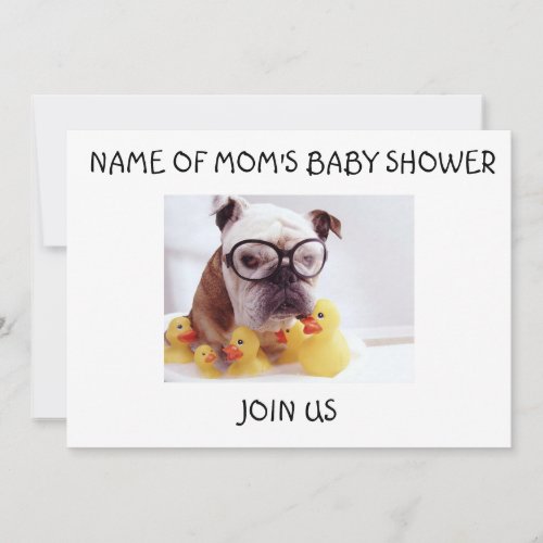 BULLDOG AND RUBBER DUCKIES BABY SHOWER INVITATION