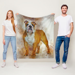 Bulldog Art English Bulldog Lovers Fleece Blanket