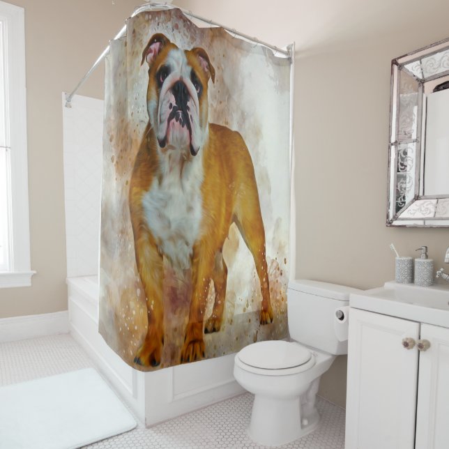 Bulldog Art English Bulldog Lovers Shower Curtain (In Situ)