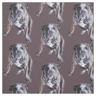 Bulldog Art Fabric Fabric Dog Art Pattern Fabric