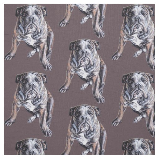 Bulldog Art Fabric Fabric Dog Art Pattern Fabric