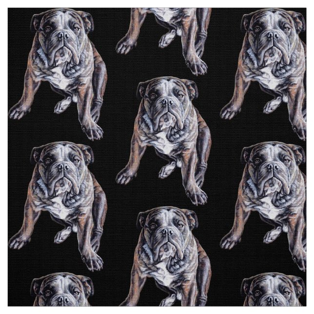 Bulldog Art Fabric Fabric Dog Art Pattern Fabric (Swatch)