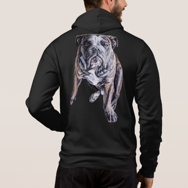 Bulldog Art Shirt Men's Bulldog Hoodie Jacket (Back)