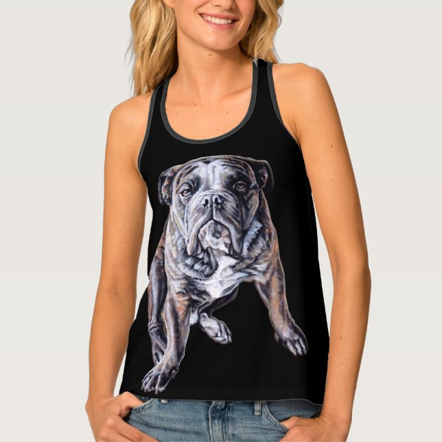 Bulldog Art Tank Top English Bulldog Shirt Women's (Front)