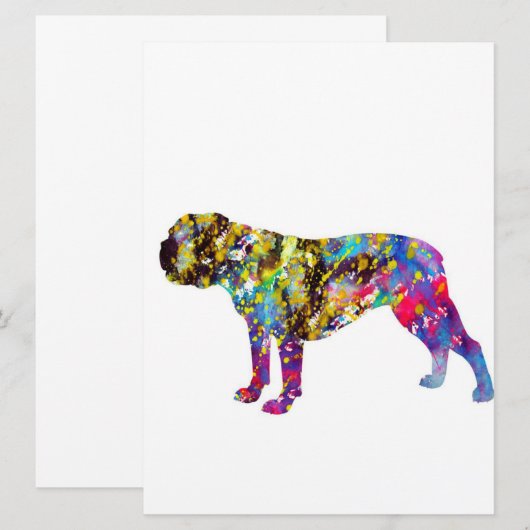 Bulldog Art Watercolor Portrait (Front/Back)