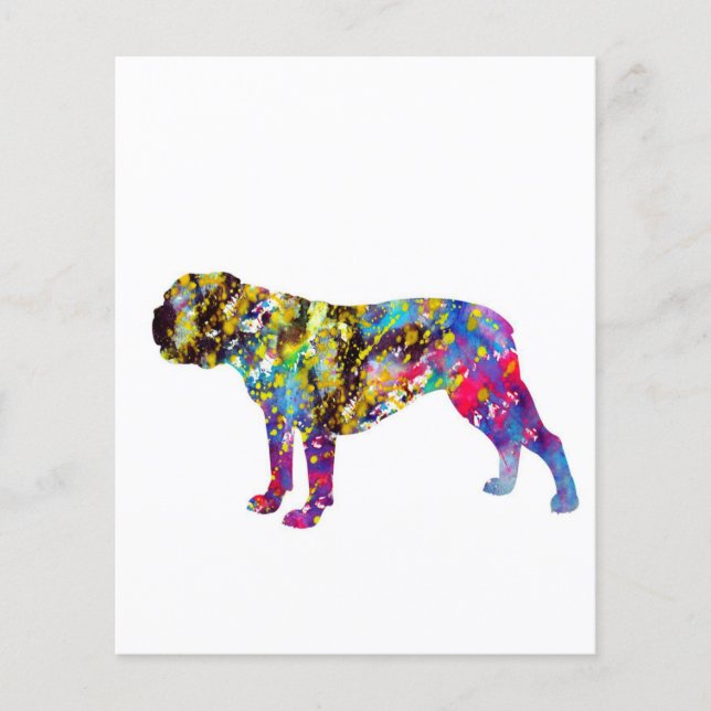 Bulldog Art Watercolor Portrait Flyer (Front)