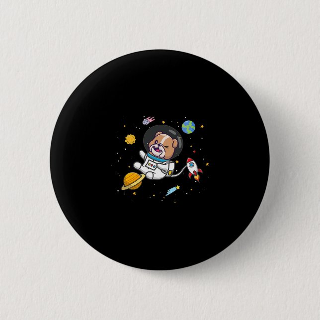 Bulldog Astronaut  Button (Front)