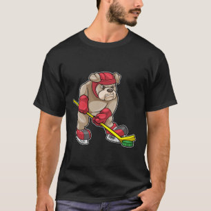 Bulldog at Ice hockey with Hockey stick T-Shirt