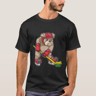 Bulldog at Ice hockey with Hockey stick T-Shirt