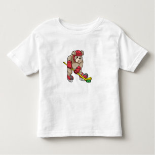 Bulldog at Ice hockey with Hockey stick Toddler T-shirt