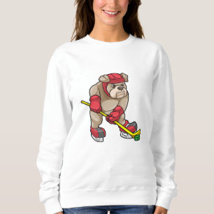 Bulldog at Ice hockey with Ice hockey stick Sweatshirt