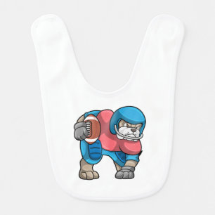 Bulldog at Sports with Football & Helmet Baby Bib