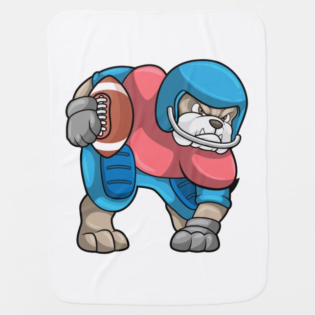 Bulldog at Sports with Football & Helmet Baby Blanket (Front)