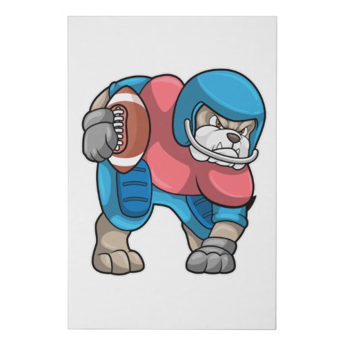 Bulldog at Sports with Football  Helmet Faux Canvas Print