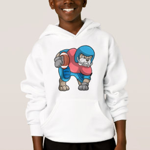 Bulldog at Sports with Football & Helmet Hoodie