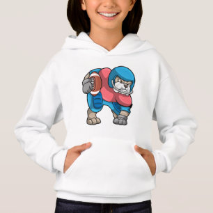 Bulldog at Sports with Football & Helmet Hoodie