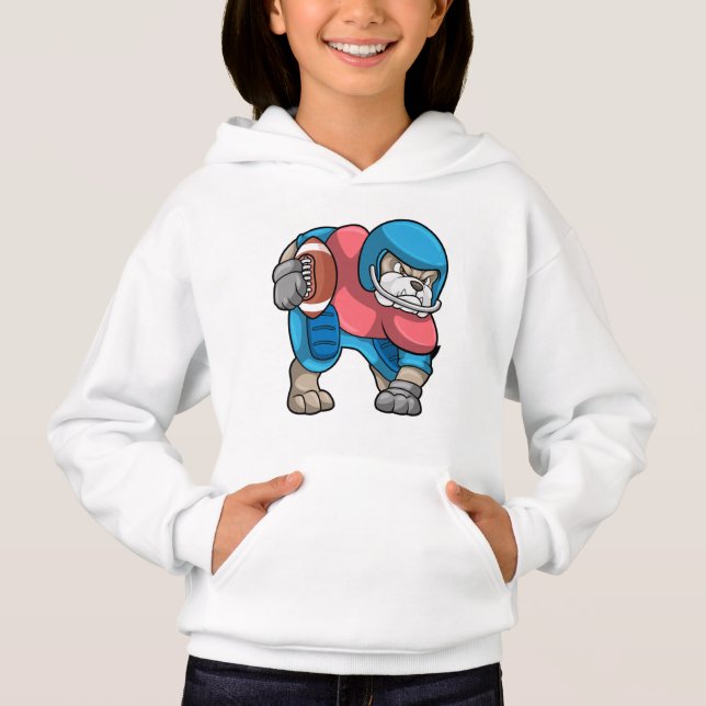 Bulldog at Sports with Football & Helmet Hoodie (Front)