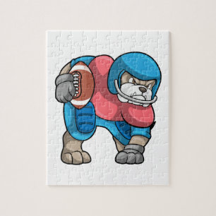 Bulldog at Sports with Football & Helmet Jigsaw Puzzle