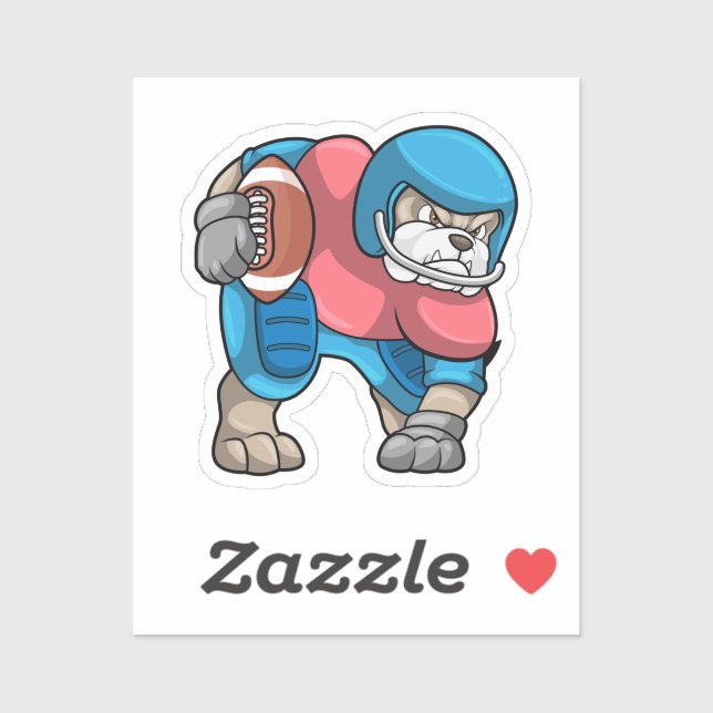 Bulldog at Sports with Football & Helmet Sticker (Sheet)