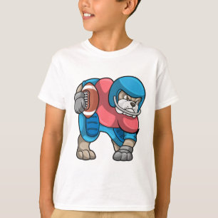 Bulldog at Sports with Football & Helmet T-Shirt