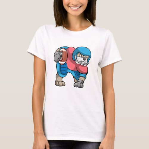 Bulldog at Sports with Football  Helmet T_Shirt