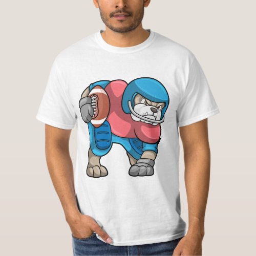 Bulldog at Sports with Football  Helmet T_Shirt