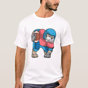 Bulldog at Sports with Football & Helmet T-Shirt