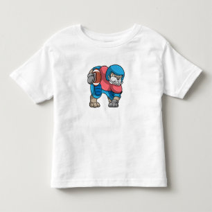 Bulldog at Sports with Football & Helmet Toddler T-shirt
