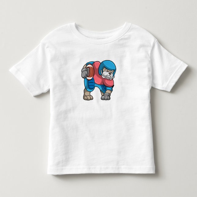 Bulldog at Sports with Football & Helmet Toddler T-shirt (Front)