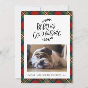BULLDOG Baby its COVID Outside Cute Christmas Holiday Card