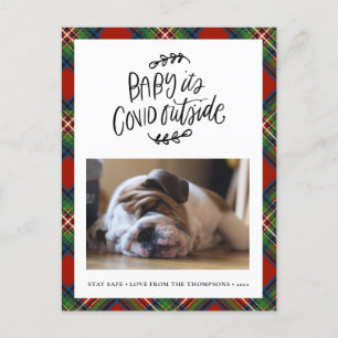 BULLDOG Baby its COVID Outside Cute Christmas Holiday Postcard
