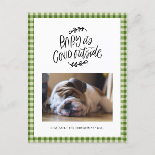 BULLDOG Baby its COVID Outside Cute Christmas Holiday Postcard