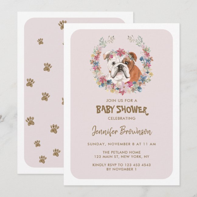 Bulldog Baby Shower Invitation