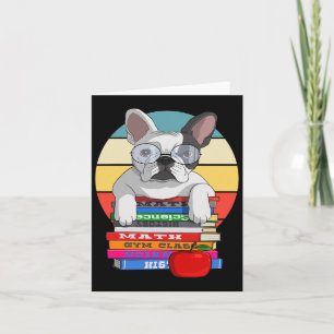 Bulldog Back To School Bookworm Dog Card