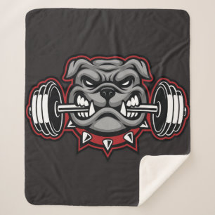 Bulldog Barbell Weight Training Bulldog Lover Gift Sherpa Blanket