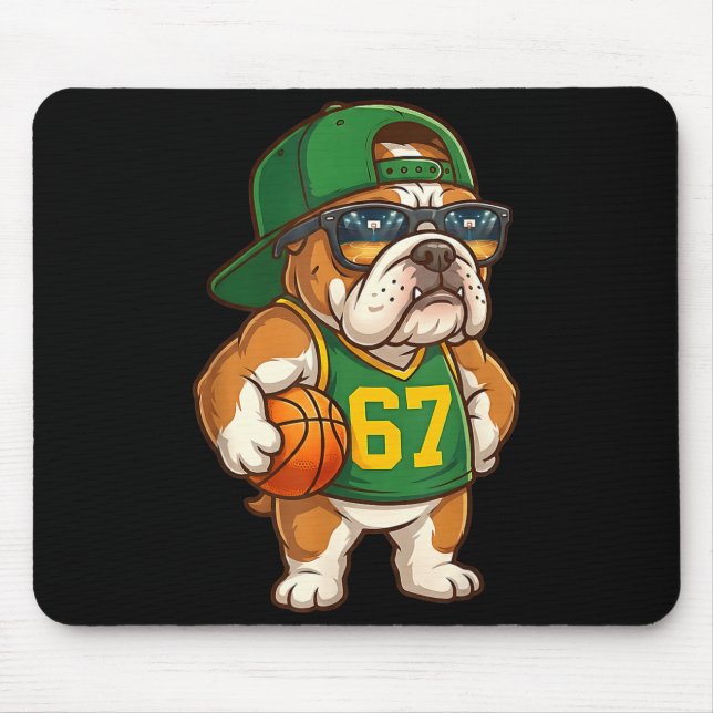 Bulldog Basketball 67 Gen Alpha Slang Srts Dog Boy Mouse Pad (Front)