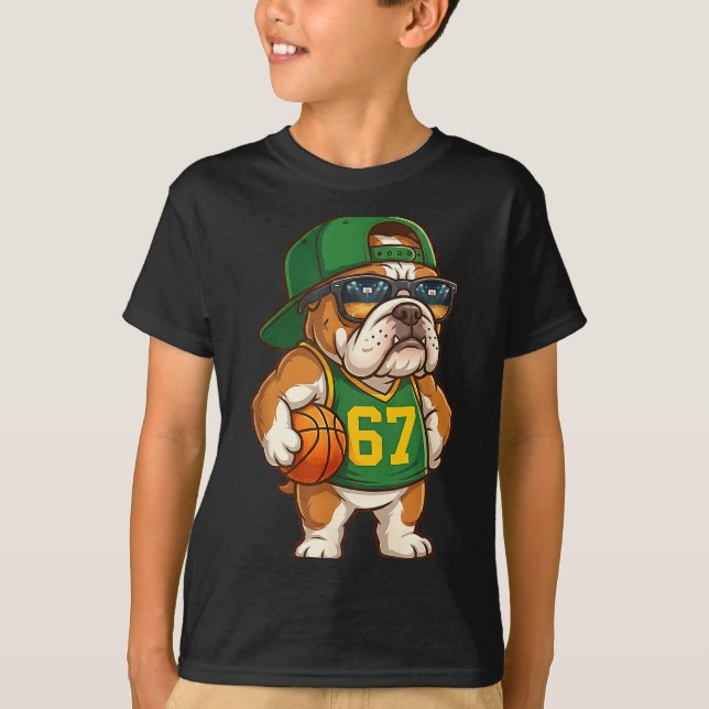 Bulldog Basketball 67 Gen Alpha Slang Srts Dog Boy T-Shirt (Front)