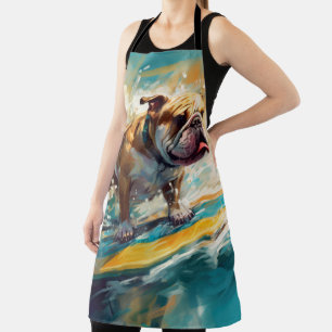 Bulldog Beach Surfing Painting Apron