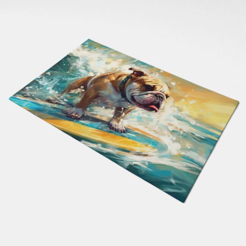 Bulldog Beach Surfing Painting Doormat