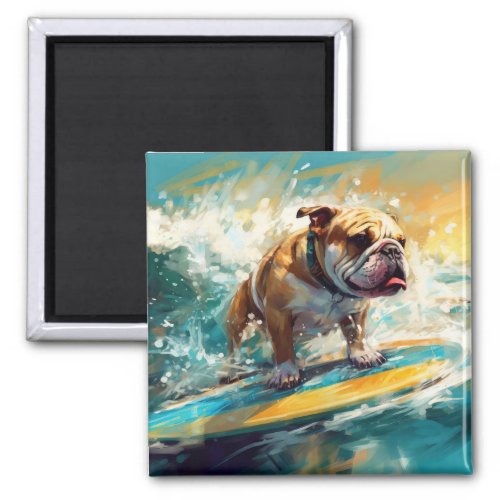 Bulldog Beach Surfing Painting Magnet